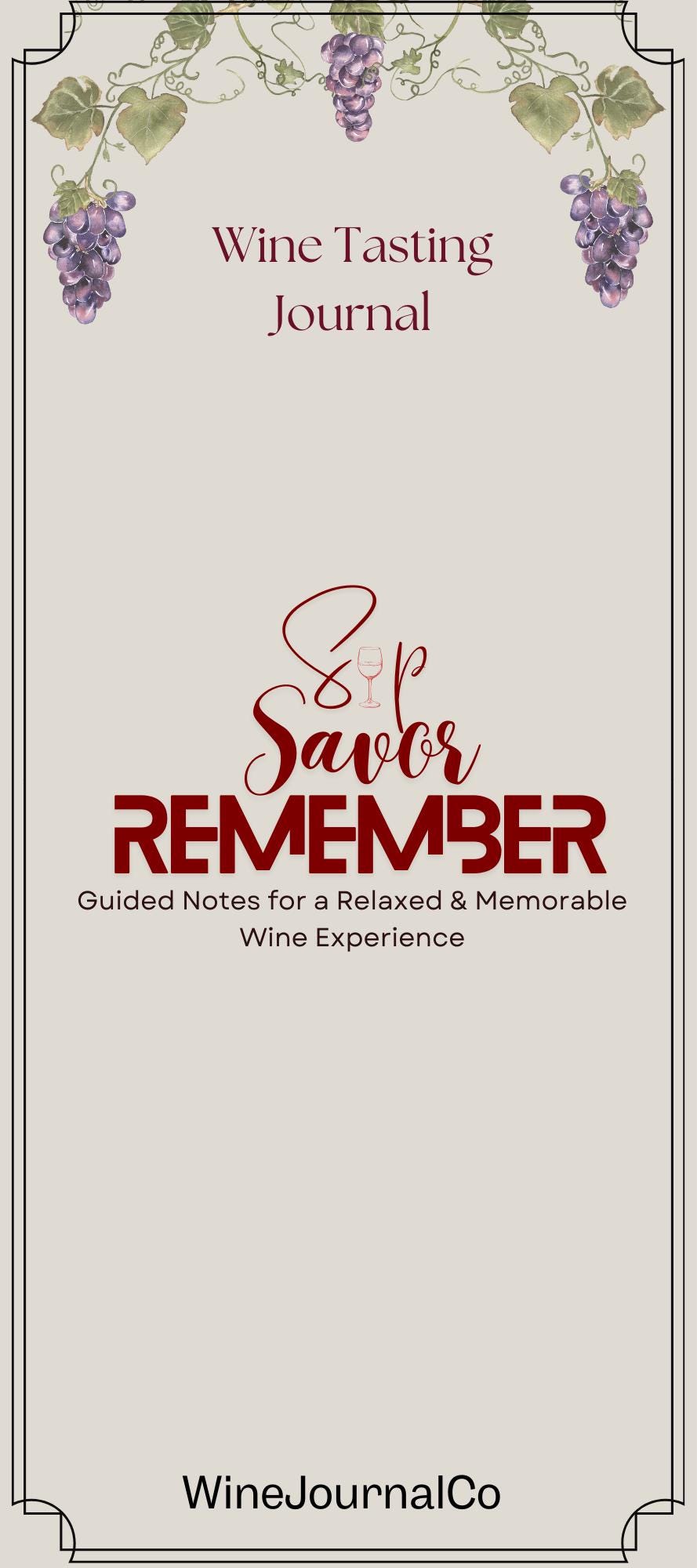 Wine Tasting Journal Template PDF 4" x 9"