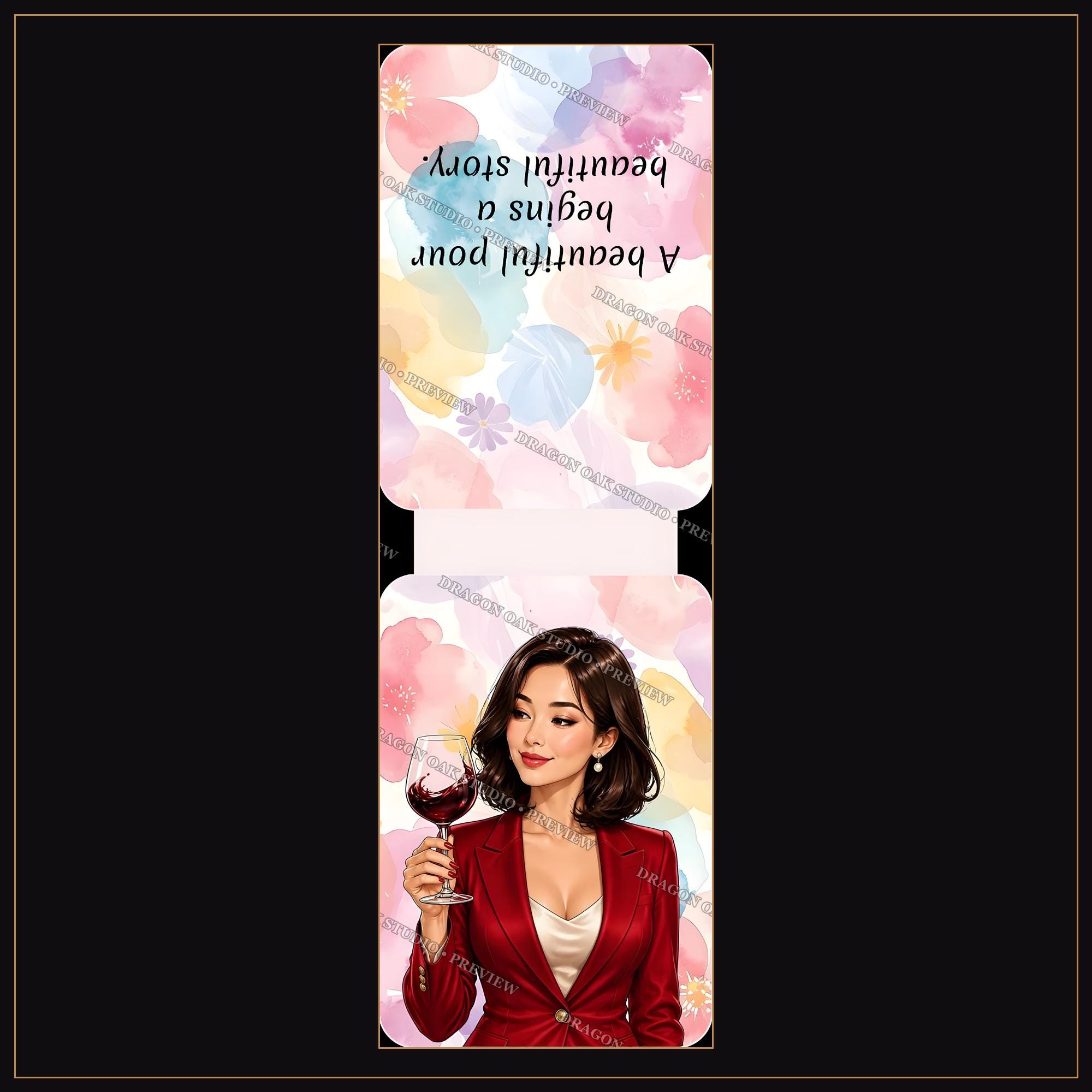 Wine Girl Magnetic Bookmark Printable Bundle Vol. 1, 5 Designs, 2x6 Inch PNG, Wine Lover Gift, Digital Download