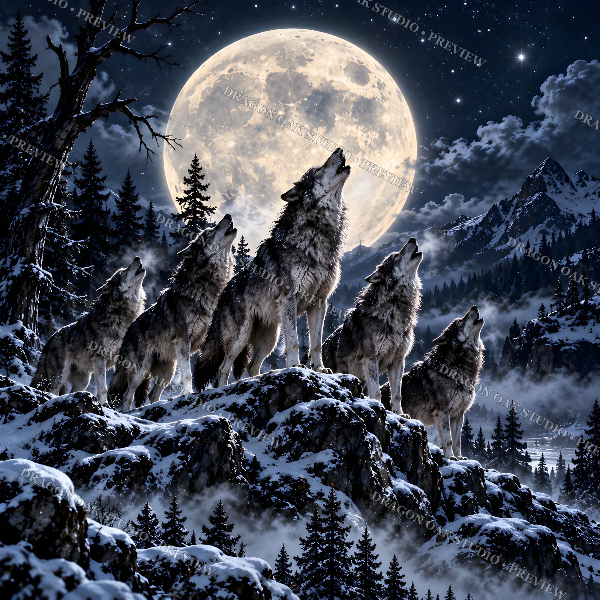 Werewolf Full Moon Coaster Bundle, Wolf Pack & Cemetery Designs (Digital Download)