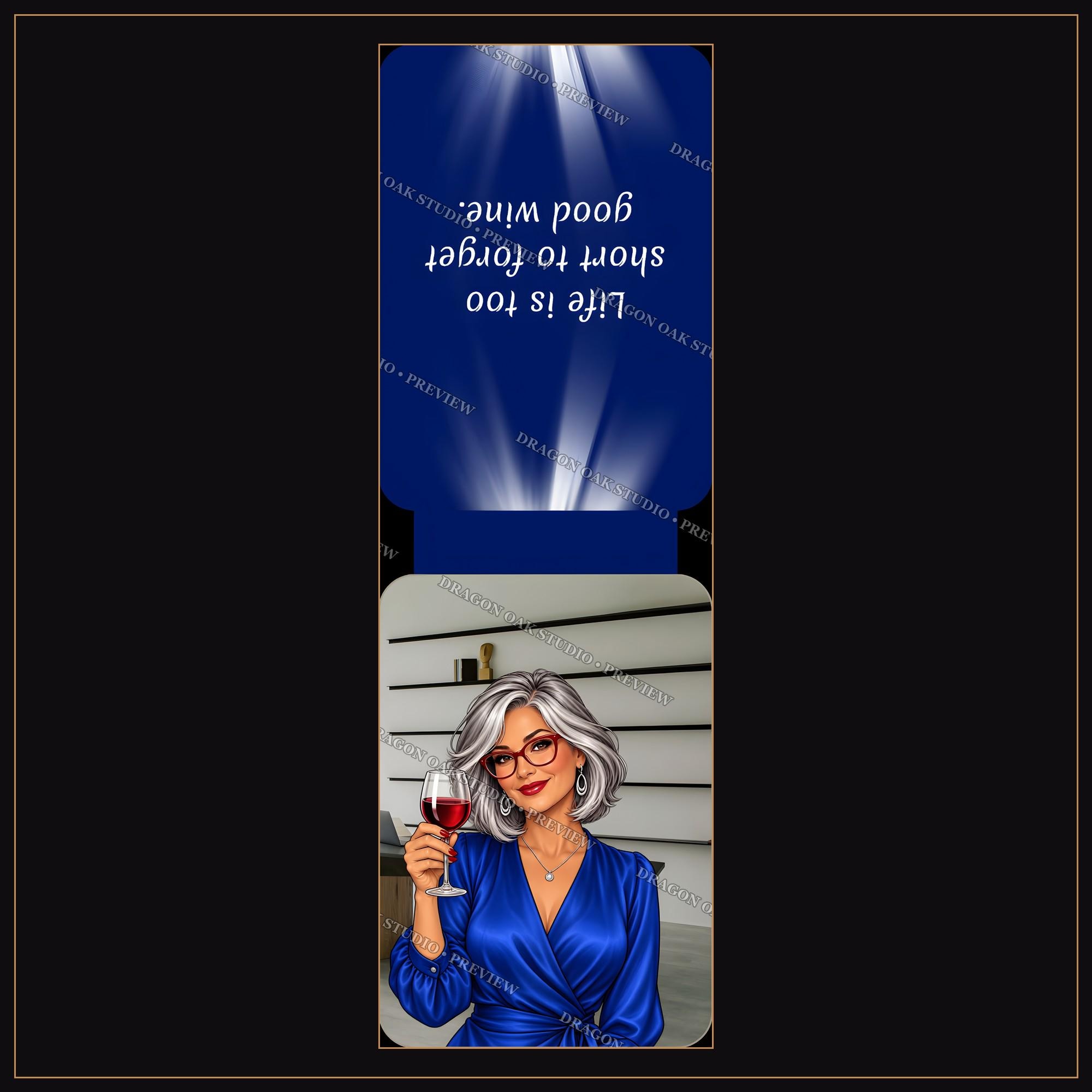 Wine Girl Magnetic Bookmark Printable Bundle Vol. 4, 5 Designs, 2x6 Inch PNG, Wine Lover Gift, Digital Download
