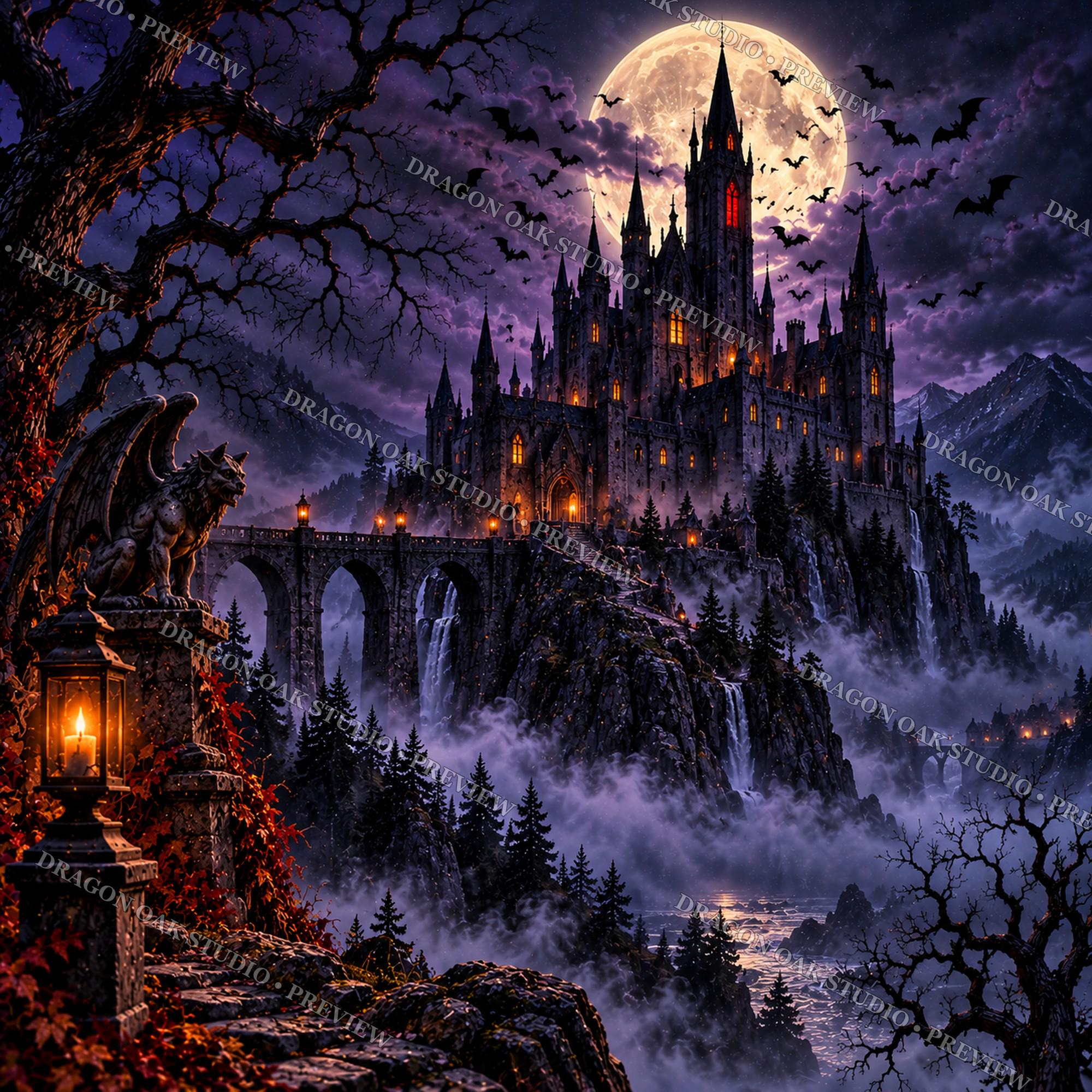 Gothic Castle Skeleton Knight Coaster Bundle, Dark Fantasy Cemetery Designs (Digital Download)