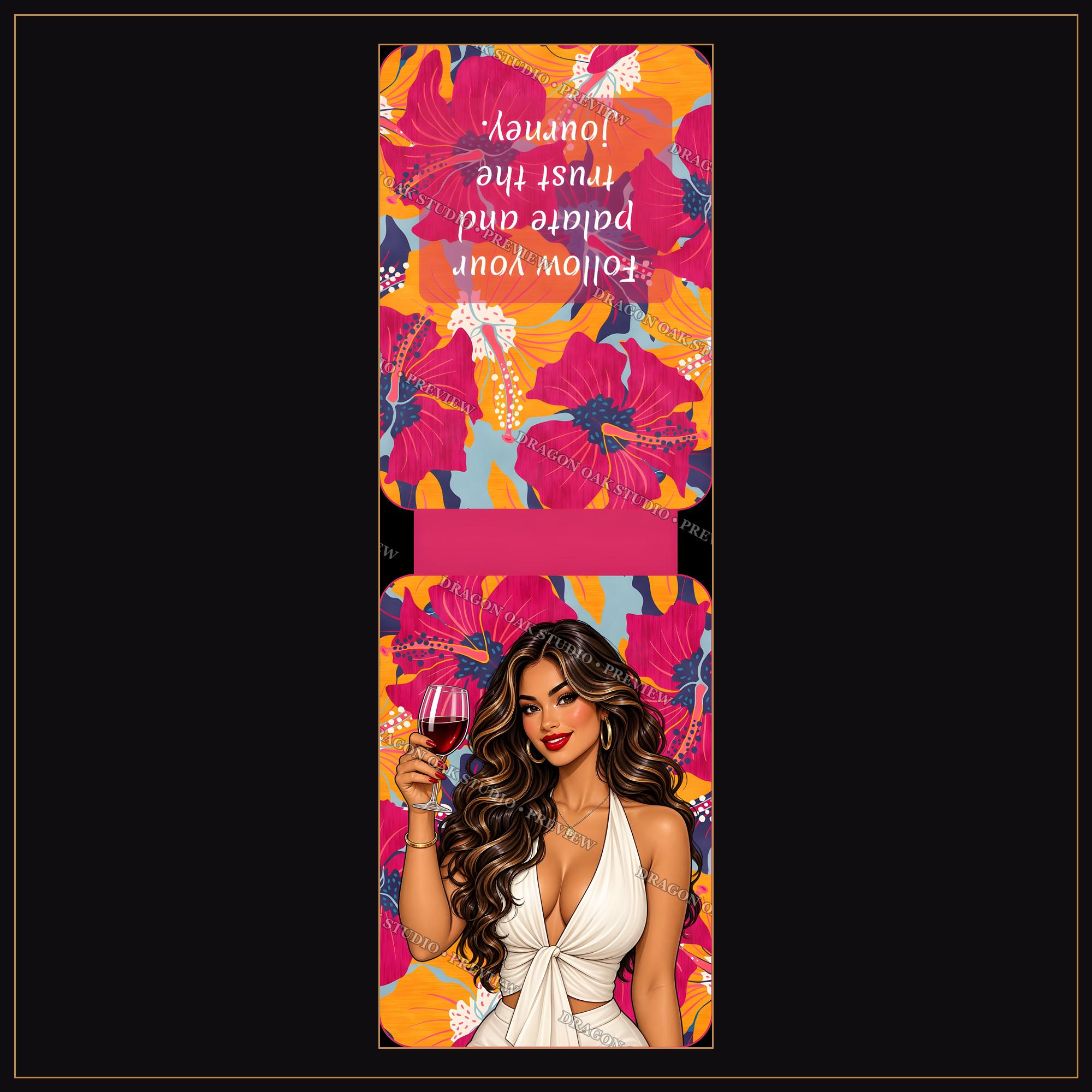 Wine Girl Magnetic Bookmark Printable Bundle Vol. 3, 5 Designs, 2x6 Inch PNG, Wine Lover Gift, Digital Download