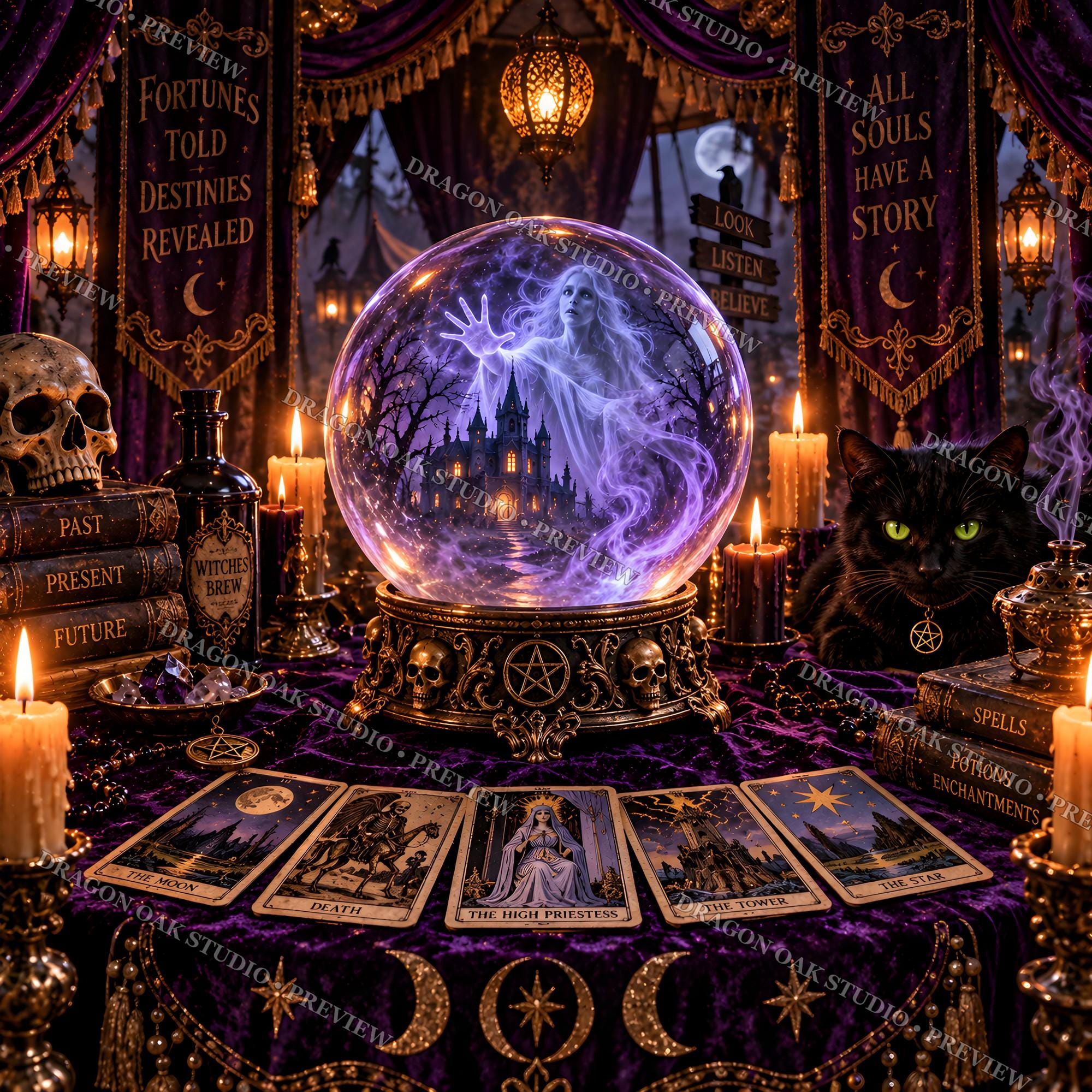Witchcraft Coaster PNG Bundle, Halloween Potion & Tarot Designs (Digital Download)