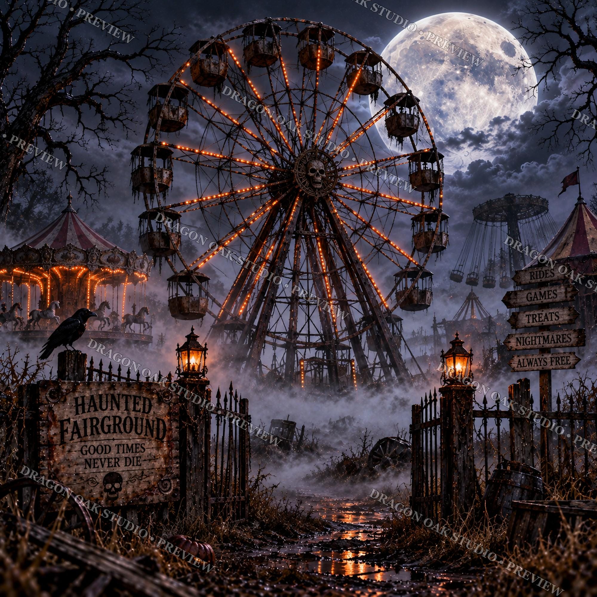 Blood Moon Halloween Coaster PNG Bundle, Set of 4 Horror Night Designs, Vampire Scarecrow Owl, Digital Download UV Print Files