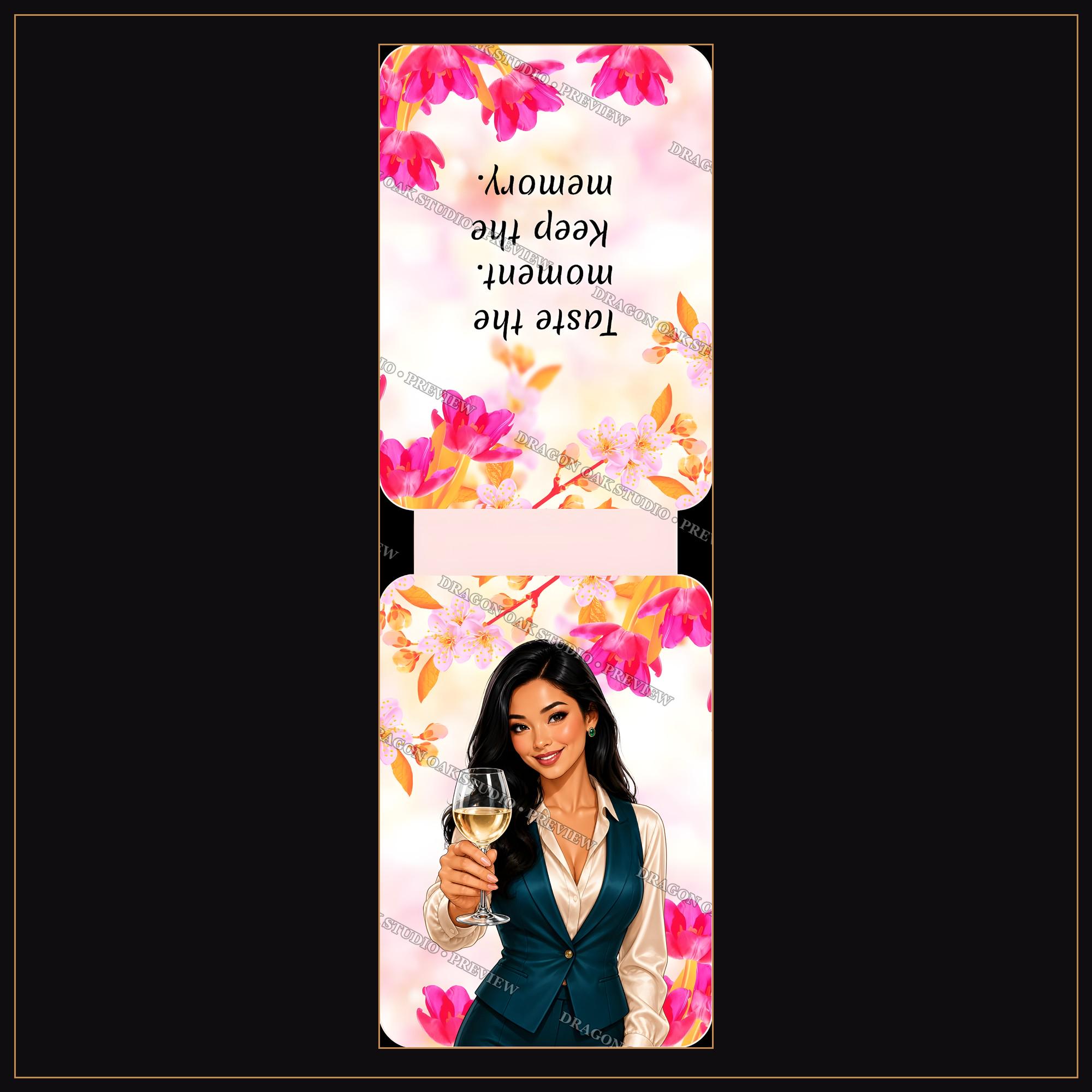 Wine Girl Magnetic Bookmark Printable Bundle Vol. 1, 5 Designs, 2x6 Inch PNG, Wine Lover Gift, Digital Download