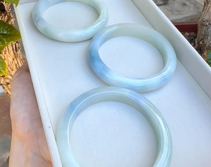 Certified Type-a 100% Monet Blue Natural Untreated Jadeite Bangle ...
