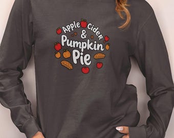 Gemütlicher Herbstpullover, Apfelwein und Kürbiskuchen, Damen Herbst Stil, kuscheliger Hoodie, Herbst-Sweatshirt, Herbst Grafik-Pullover
