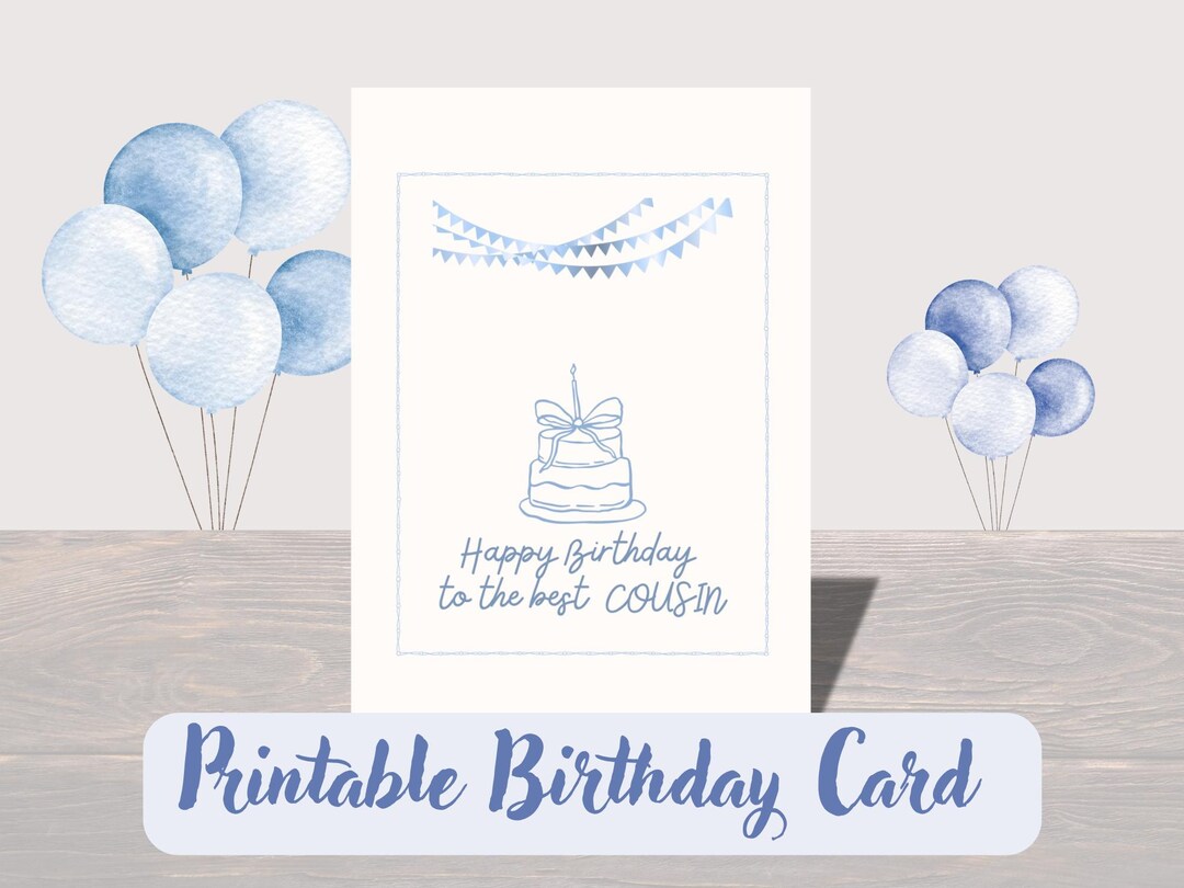 Printable Birthday Card for Cousin | Instant Download | A5 Folded Card ...