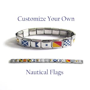 Nautical Signal Flag Modular Italian Charm Bracelet