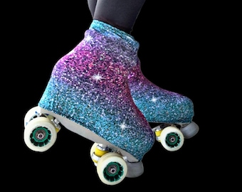 Disco Stardust Rullskridskoskydd | Faux Glitter Galaxy Print | Handgjorda Rullskridskoskydd