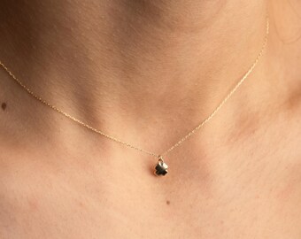 14K Solid Gold Heart Necklace, Minimalist Diamond Heart Pendant, Dainty Everyday Gold Necklace, Fine Romantic Jewelry