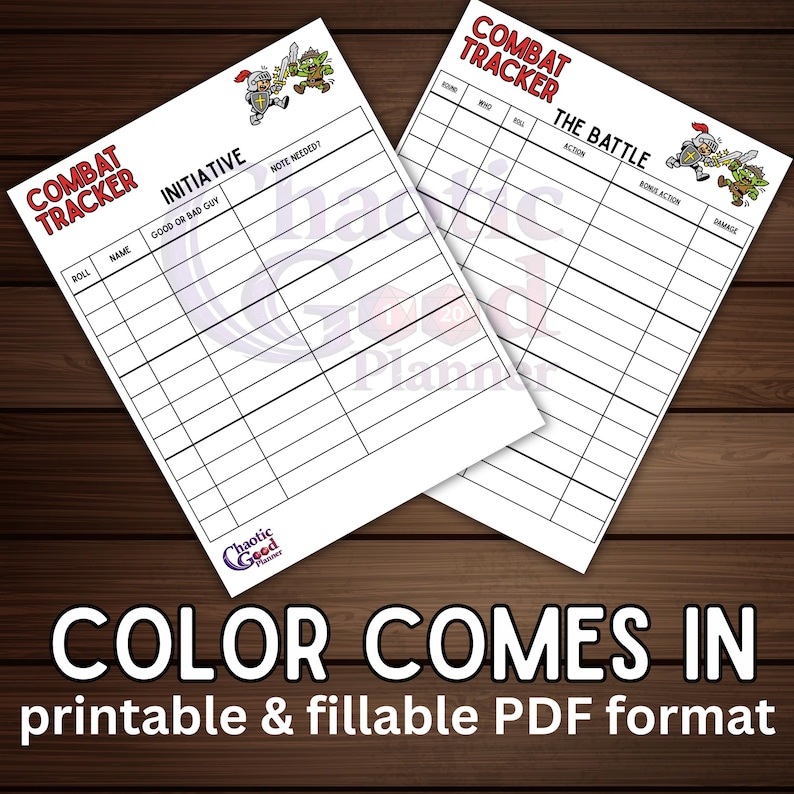 Dnd 5e Combat Tracker | ADHD Friendly Initiative Battle Log (PDF ...