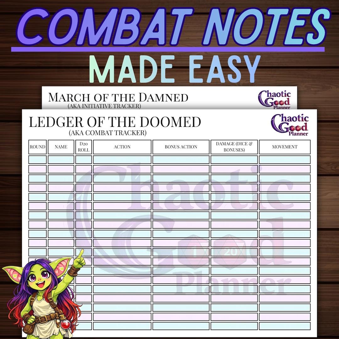 Dnd Initiative Tracker | Combat Encounter Sheet | 5e Fillable DM ...