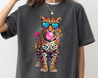 Leopard Bubblegum Sunglasses T-Shirt, Comfort Colors® Summer Vibe Leopard Shirt