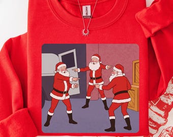 Funny Santa Sweatshirt, Christmas Meme Crewneck, Retro Cartoon Santa Sweater, XMAS Gift for Friends
