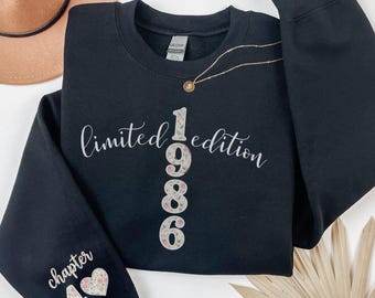 Custom 40th Birthday Shirt, 1986 Limited Edition SweatShirt, Forty Birth Year T-Shirt, Personalized Birth Year Gift, Chapter 40 Floral Tee