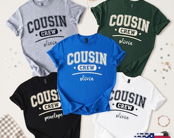 Personalized Cousin Crew Shirts, Custom Name Cousins Vacation Tees, Matching Family Reunion Tshirts, New Cousin Shirts