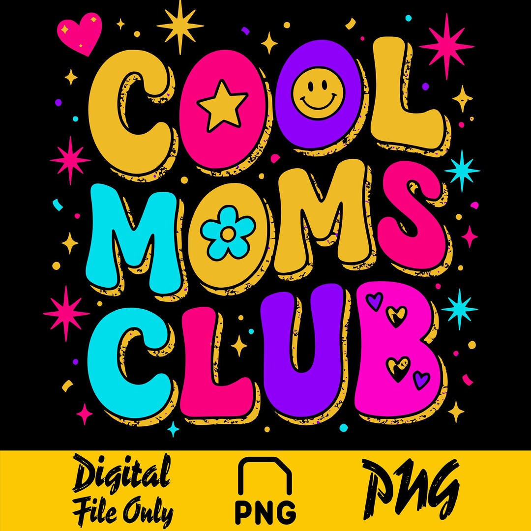 Cool Moms Club PNG, Mother's Day Hand Drawn Color Block PNG, Trendy ...