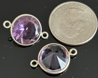 AAA Diamond Cut 15mm Triangle Genuine Amethyst Gold Gemstone Bazel Connector DIY Findings Gem Setting Bazel Amethyst Connector Gem Bezels