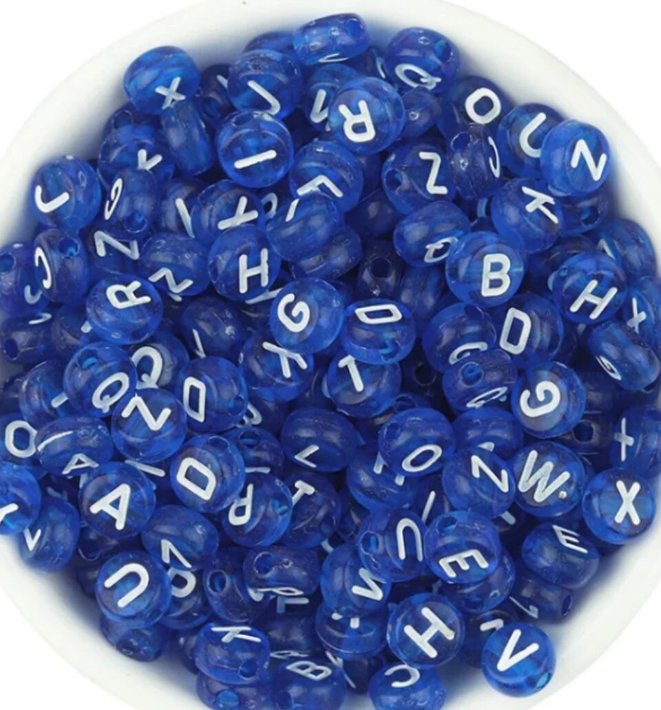 Light Blue Letter Beads for Jewelry Making -  Israel