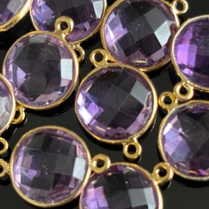 AAA 10 mm connecteurs améthyste pendentif bijoux pierres précieuses liens pour bracelets or bague améthyste améthyste naturelle connecteurs de pierres précieuses Purple-A Checker 2R