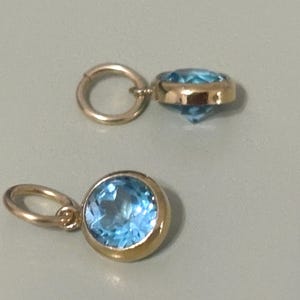 Handmade Natural Swiss Blue Topaz 6mm Charm – 14K Gold Filled – Dainty Gemstone Pendant – Sold by Piece – DIY Gold Jewelry Supply