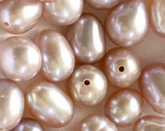 perles d’eau douce authentiques à moitié foré 0,9 mm options de taille trou 7,8,9 mm vendus par perle