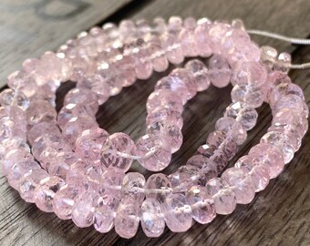 Rondelle de morganite rose naturelle de 15 pouces taille 5-7 mm