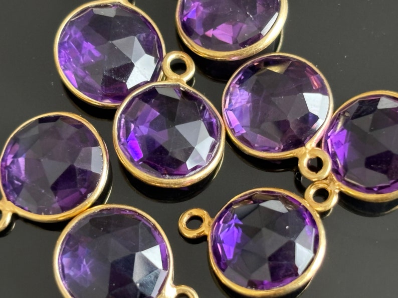 AAA 10 mm connecteurs améthyste pendentif bijoux pierres précieuses liens pour bracelets or bague améthyste améthyste naturelle connecteurs de pierres précieuses Purple-A Rose Cut 1R