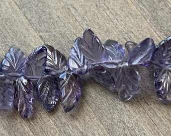 Enchanting Carved Iolite Leaves, Iolite leaves, Carved Gemstone Leaves, Carved Stone Leaves, Gemstone Carvings, Handcrafted Iolite Leaves