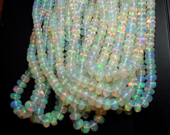 Sold by set of 10 loose AAA genuine ethiopian opal smooth roundel beads, size 4-5 mm (A0002)