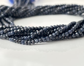 2 strands Natural Blue Sapphire 2.6mm  faceted roundel