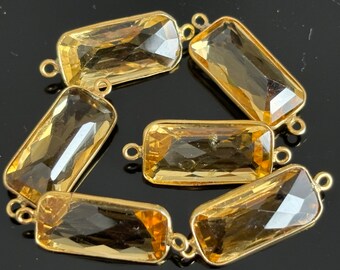 7x12mm AAA Genuine Citrine Bazel Connector Gemstone Connector Gemstone Bazel Gold Vermeil Bazel Gem Connectors DIY Materials DIY Findings