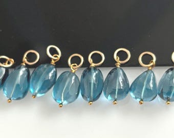 14k Gold Filled London Blue Topaz Nugget Pendant, Gemstone Charm