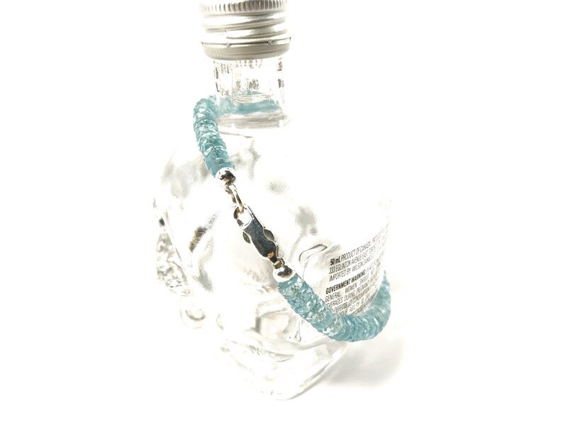 7 inches bracelet sterling silver natural aquamarine
