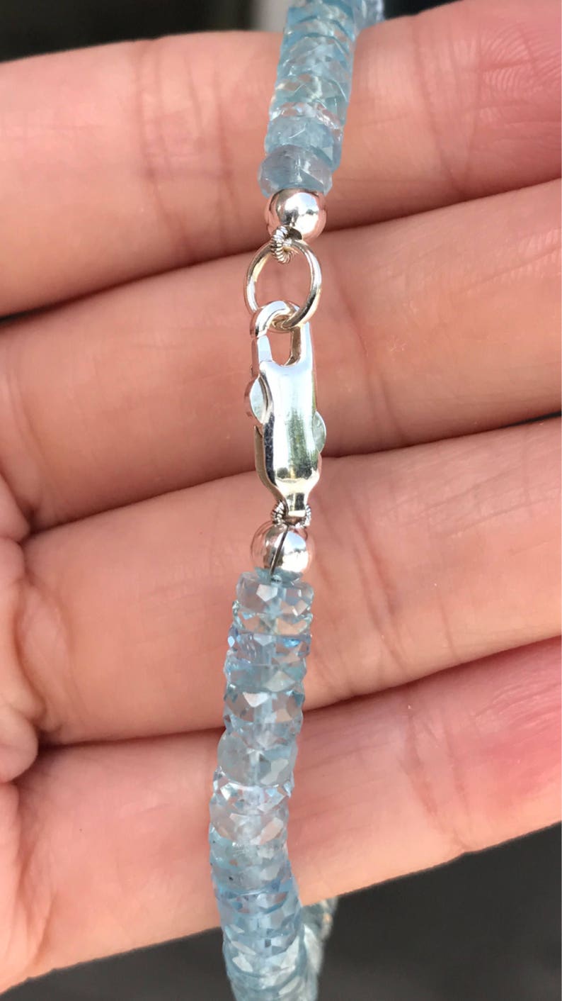 7 inches bracelet sterling silver natural aquamarine