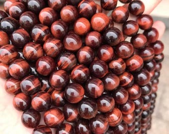 AAA Natural Red Tiger Eye Beads 4mm 6mm 8mm, 15 Inch Strand