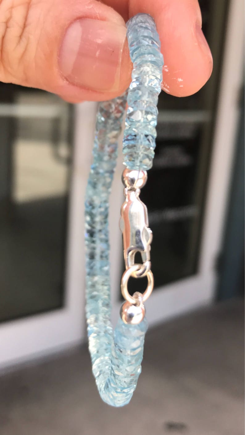 7 inches bracelet sterling silver natural aquamarine