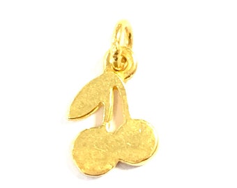 Gold vermeil cherry charm 12x8mm, fruits charms pendants for bracelets necklaces, gifts for her, gifts for mom, gifts for wife