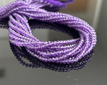 3mm AAA micro faceted natural purple amethyst pink amethyst roundel 2 strands