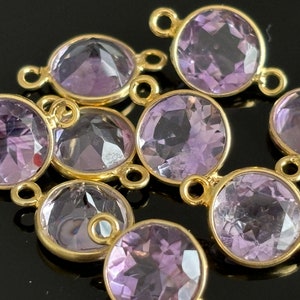 AAA Faceted 8mm Genuine Purple Amethyst Gold Vermeil Gemstone Bazels Connectors DIY Findings Gem Setting Bazels Amethyst Connectors image 1