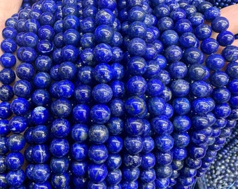 Natural AAA Blue Lapis Lazuli Smooth Round Bead Strand