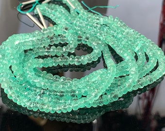 AAA 100% natural columbian emerald faceted roundel beads 12 inches size from 3 to 5MM item #0001