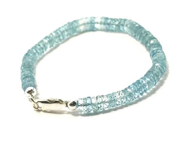 7 inches bracelet sterling silver natural aquamarine
