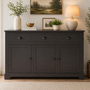 Modern Buffet Sideboard Cabinet with Storage, 3 Drawers & 3 Doors Console Table for Kitchen, Dining Room Entryway