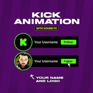 Personalized Animated Kick Follow Popup with Sound Effects