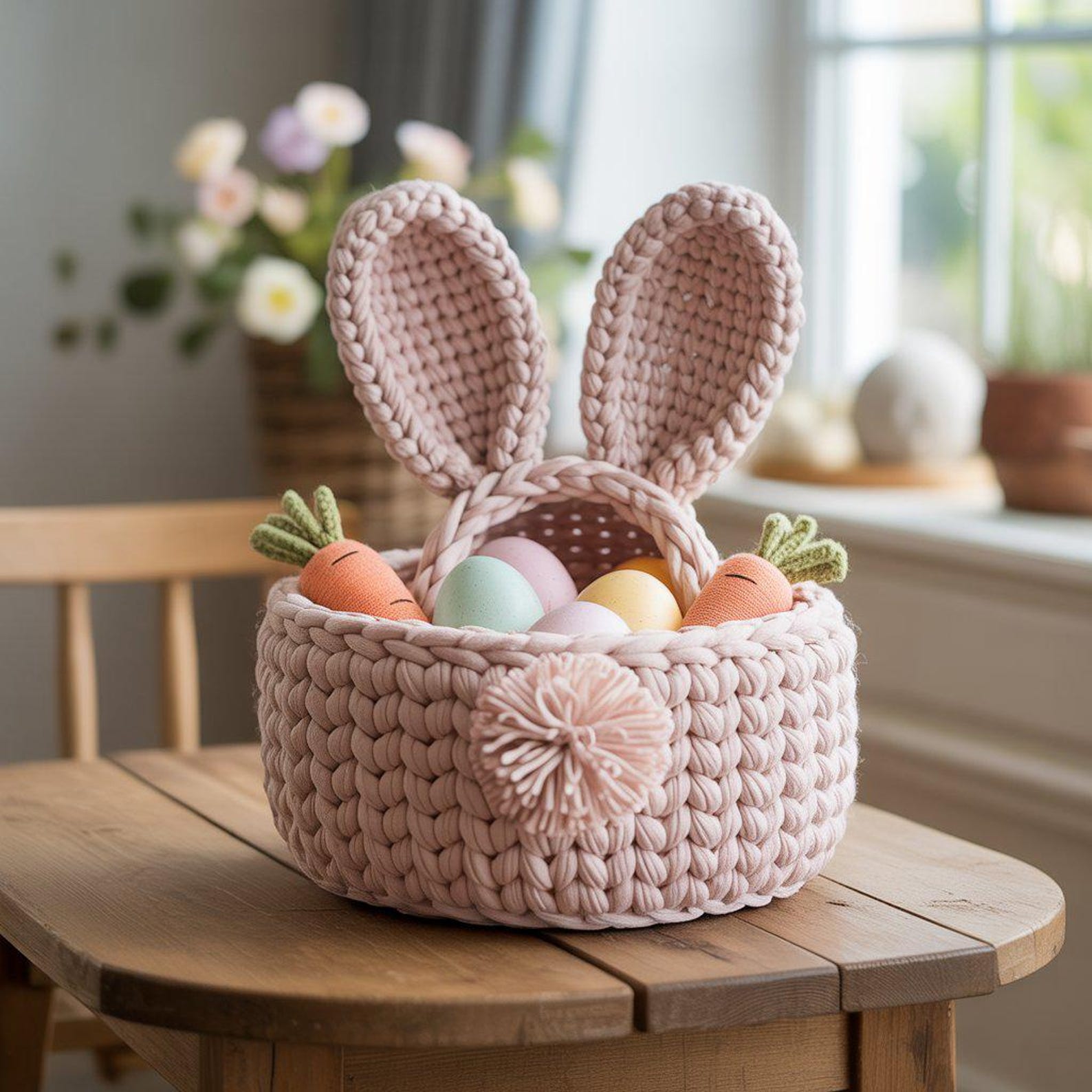 Crochet Bunny Basket Pattern | Chunky Yarn Easter (PDF Pattern) - Etsy