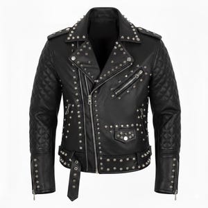 Punk Leather Jacket - Etsy