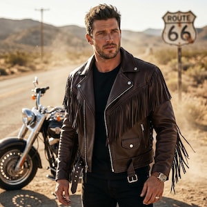 Chaqueta de hombre estilo western con flecos, abrigo vaquero con borlas, estilo rodeo inspirado en los nativos americanos, ropa de motociclista resistente para hombre.