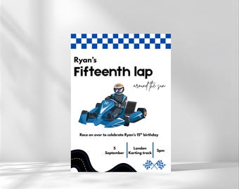 Invitación de cumpleaños de Go Kart, fiesta de karting, invitación de carreras, invitación de Fórmula 1